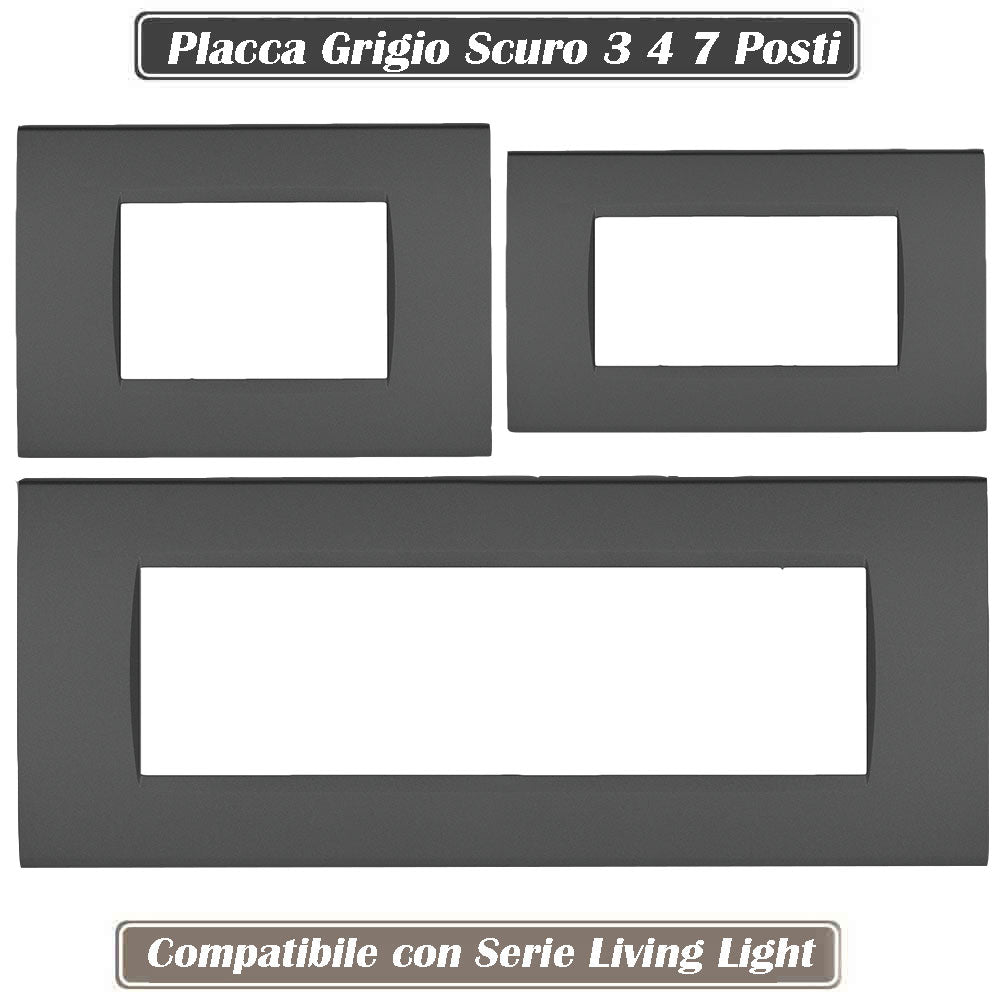 Placchetta grigio scuso 3-7 posti compatibile living light cassetta 503 - ambraled