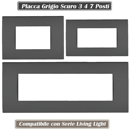 Placchetta grigio scuso 3-7 posti compatibile living light cassetta 503 - ambraled