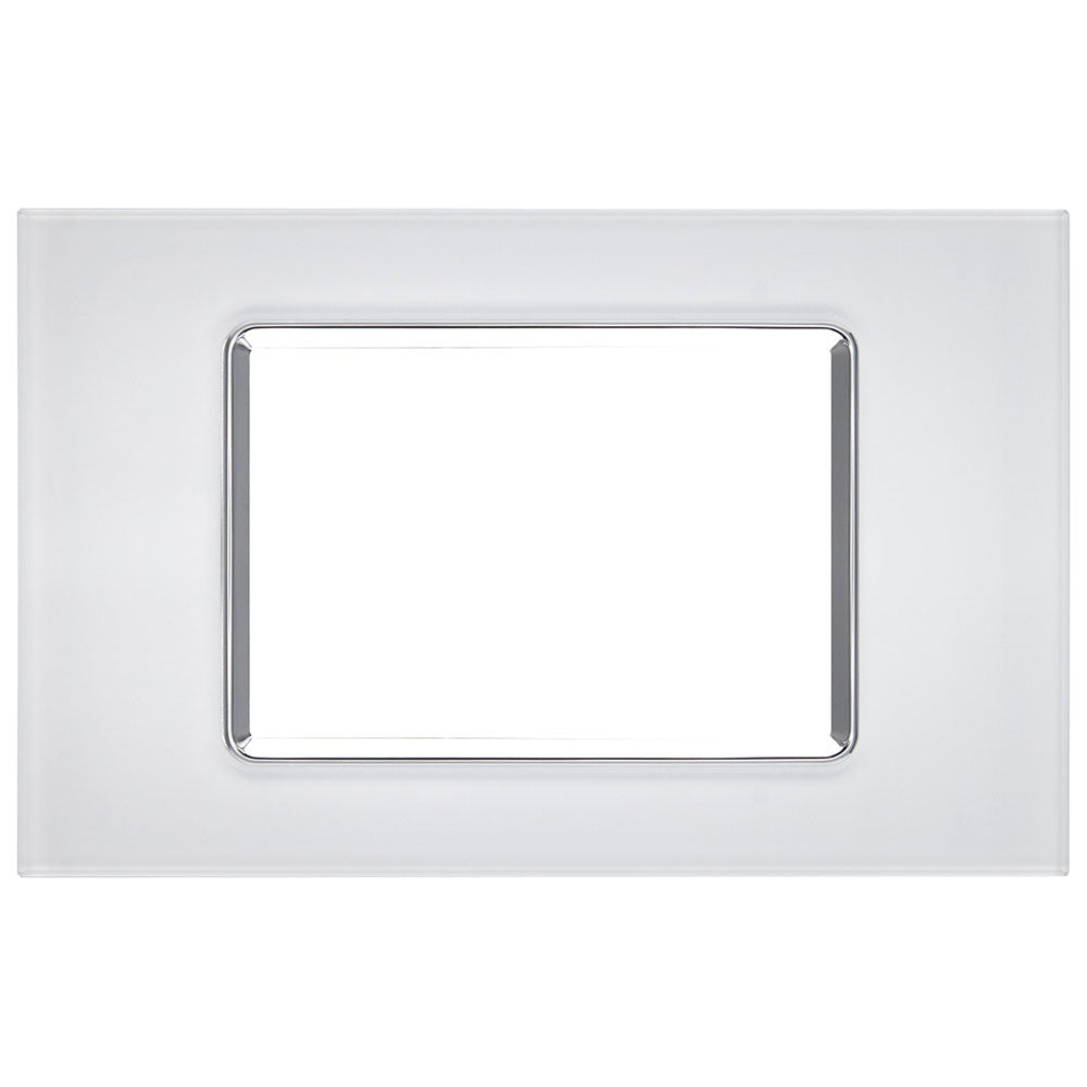 Placchetta in vetro bianca 3-7 posti compatibile living light 503 - ambraled