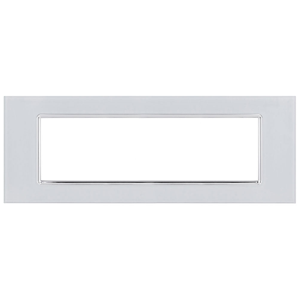 Placchetta in vetro bianca 3-7 posti compatibile living light 503 - ambraled