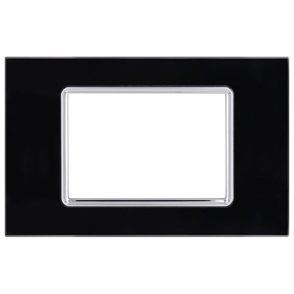 Placchetta in vetro nera 3-7 posti compatibile living light 503 - ambraled