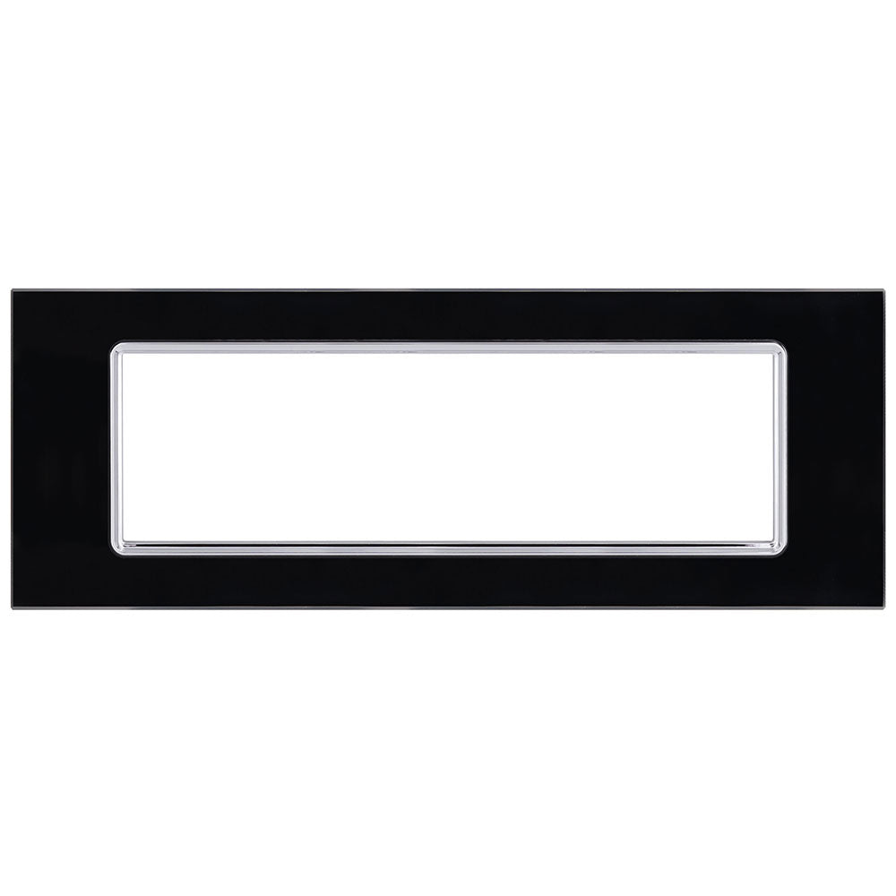 Placchetta in vetro nera 3-7 posti compatibile living light 503 - ambraled