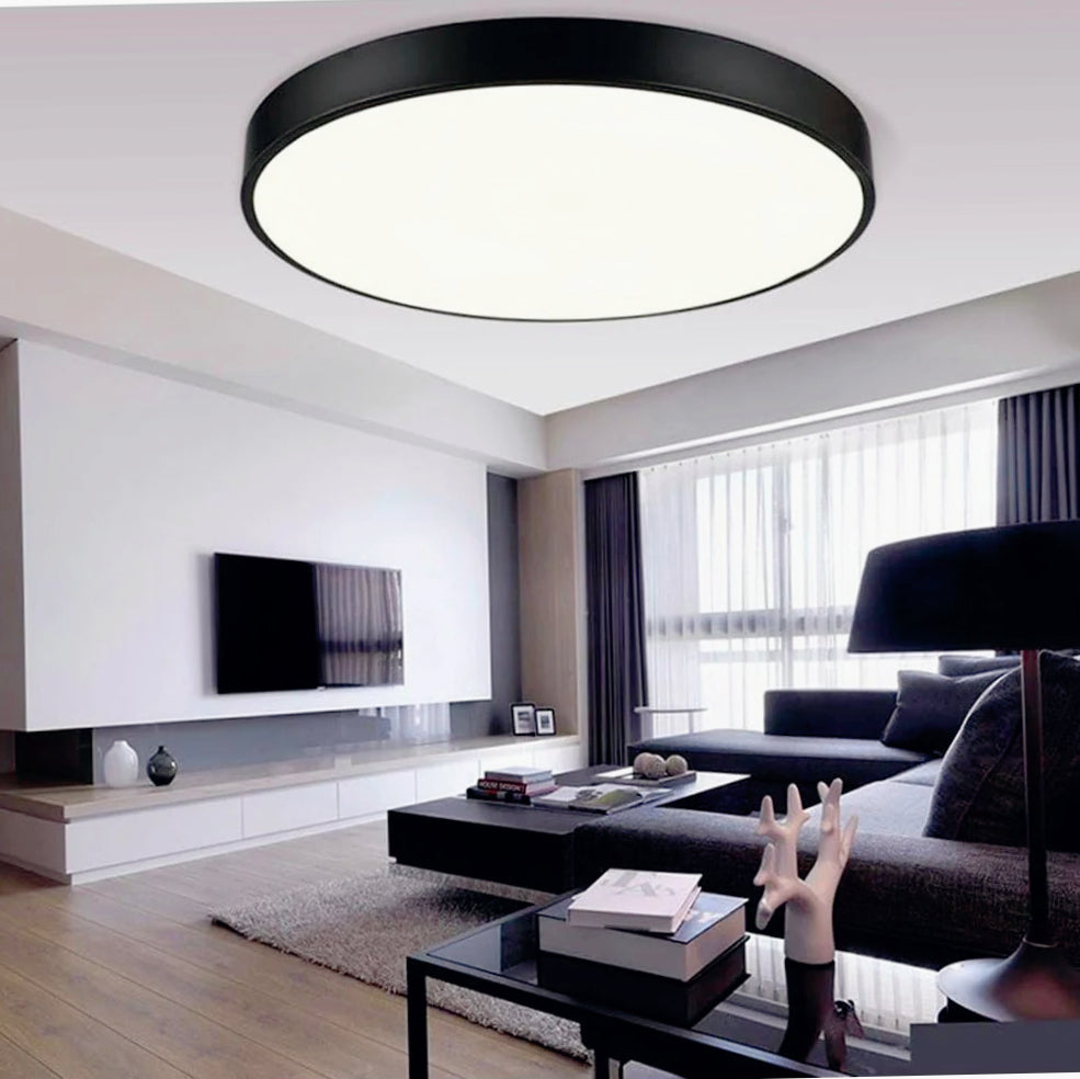 Plafoniera LED rotonda 70W - Lampada nera con luce fredda (6500K) o naturale (4000K) - ambraled