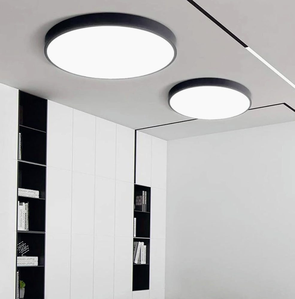 Plafoniera LED rotonda 70W - Lampada nera con luce fredda (6500K) o naturale (4000K) - ambraled