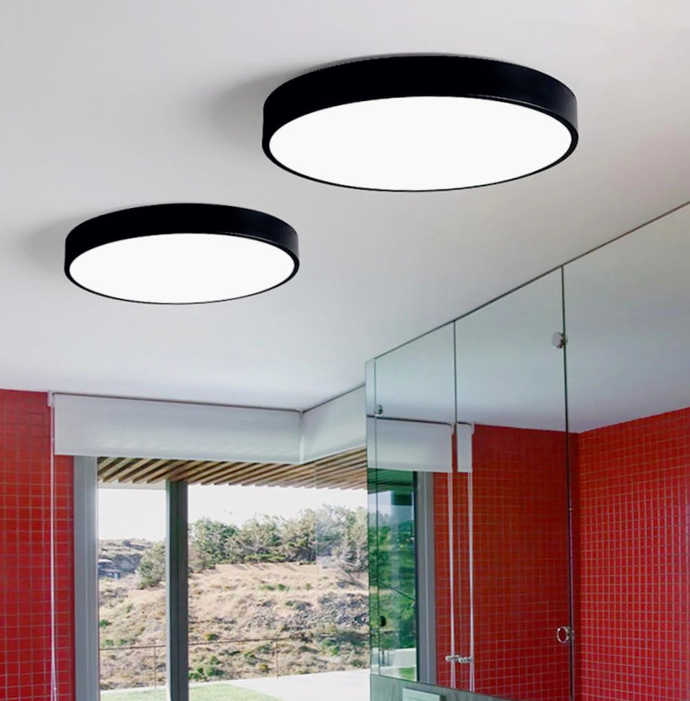 Plafoniera LED rotonda 70W - Lampada nera con luce fredda (6500K) o naturale (4000K) - ambraled