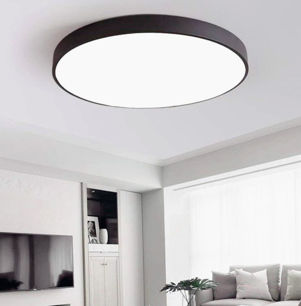 Plafoniera LED rotonda 70W - Lampada nera con luce fredda (6500K) o naturale (4000K) - ambraled