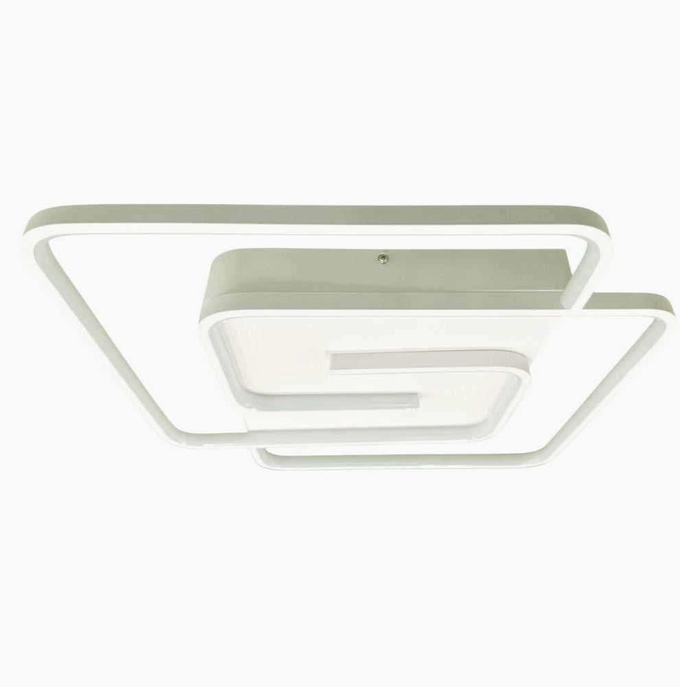 Plafoniera LED quadrata 48W - Design spirale bianco e oro, luce fredda 6500K - ambraled