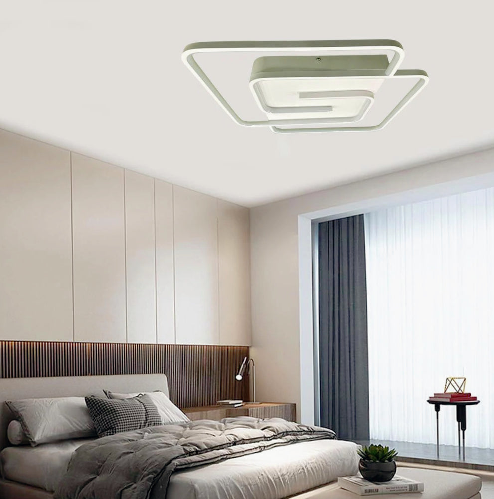 Plafoniera LED quadrata 48W - Design spirale bianco e oro, luce fredda 6500K - ambraled