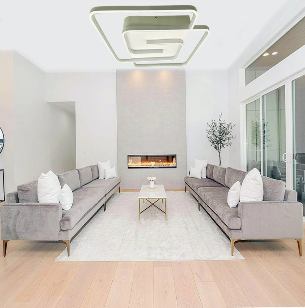 Plafoniera LED quadrata 48W - Design spirale bianco e oro, luce fredda 6500K - ambraled