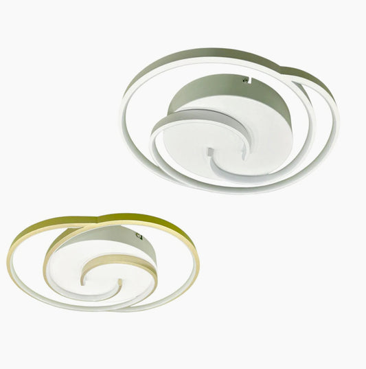 Plafoniera LED tonda 48W - Design spirale bianco e oro, luce fredda 6500K - ambraled
