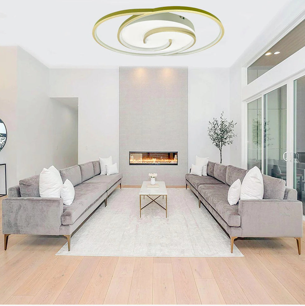 Plafoniera LED tonda 48W - Design spirale bianco e oro, luce fredda 6500K - ambraled