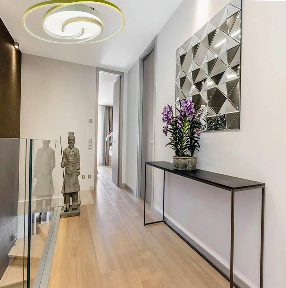 Plafoniera LED tonda 48W - Design spirale bianco e oro, luce fredda 6500K - ambraled