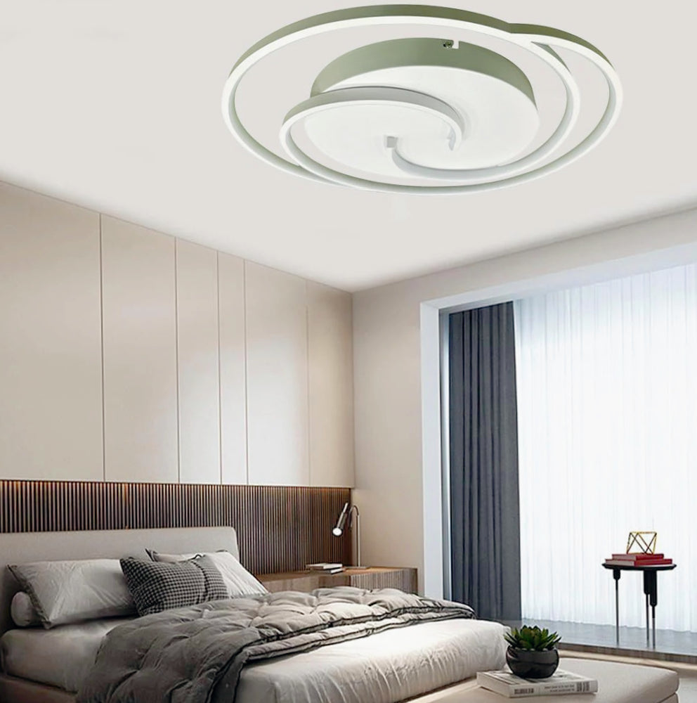 Plafoniera LED tonda 48W - Design spirale bianco e oro, luce fredda 6500K - ambraled