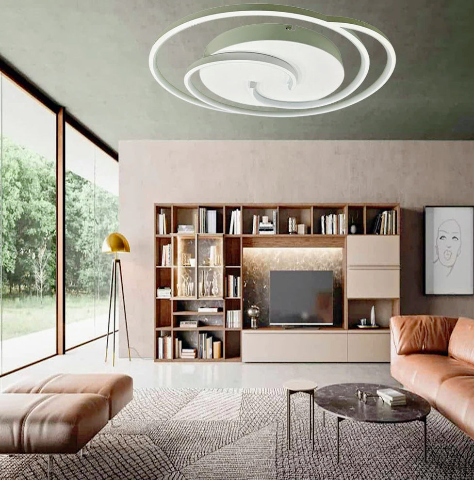 Plafoniera LED tonda 48W - Design spirale bianco e oro, luce fredda 6500K - ambraled