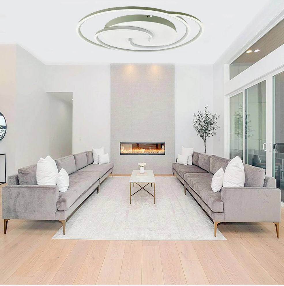 Plafoniera LED tonda 48W - Design spirale bianco e oro, luce fredda 6500K - ambraled