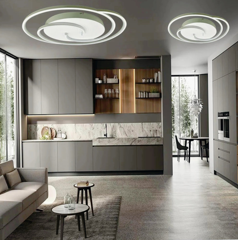 Plafoniera LED tonda 48W - Design spirale bianco e oro, luce fredda 6500K - ambraled