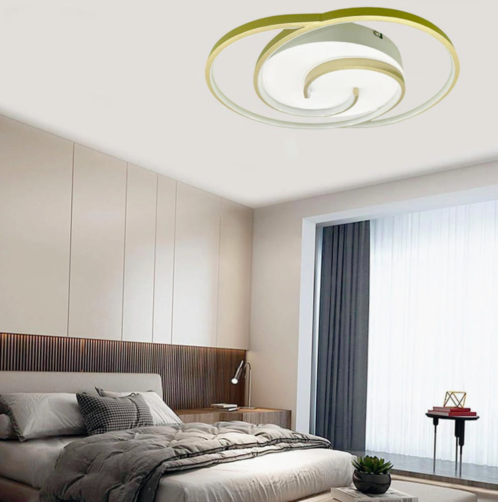 Plafoniera LED tonda 48W - Design spirale bianco e oro, luce fredda 6500K - ambraled