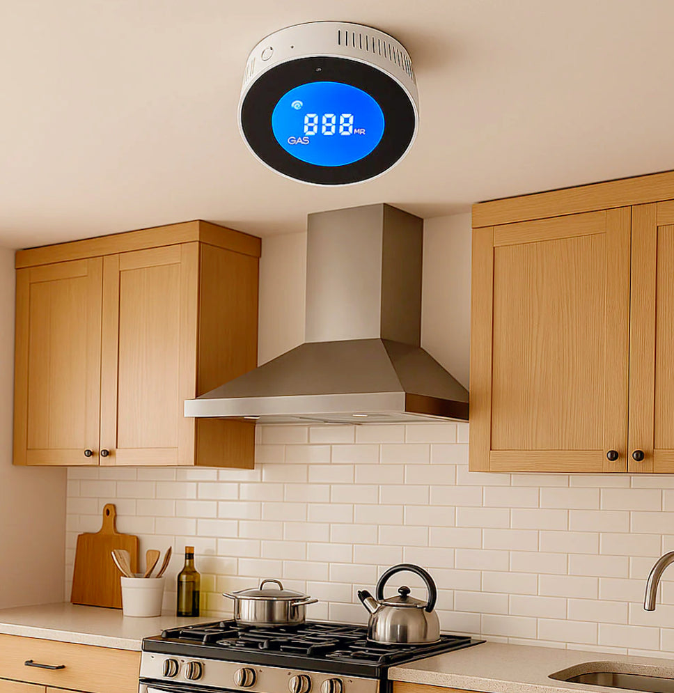 Rilevatore di gas intelligente Wi-Fi con allarme e connessione App – compatibile Alexa e Google