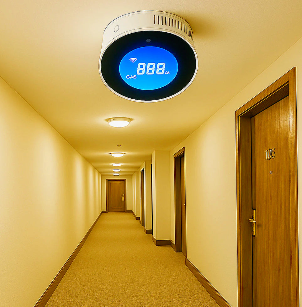 Rilevatore di gas intelligente Wi-Fi con allarme e connessione App – compatibile Alexa e Google