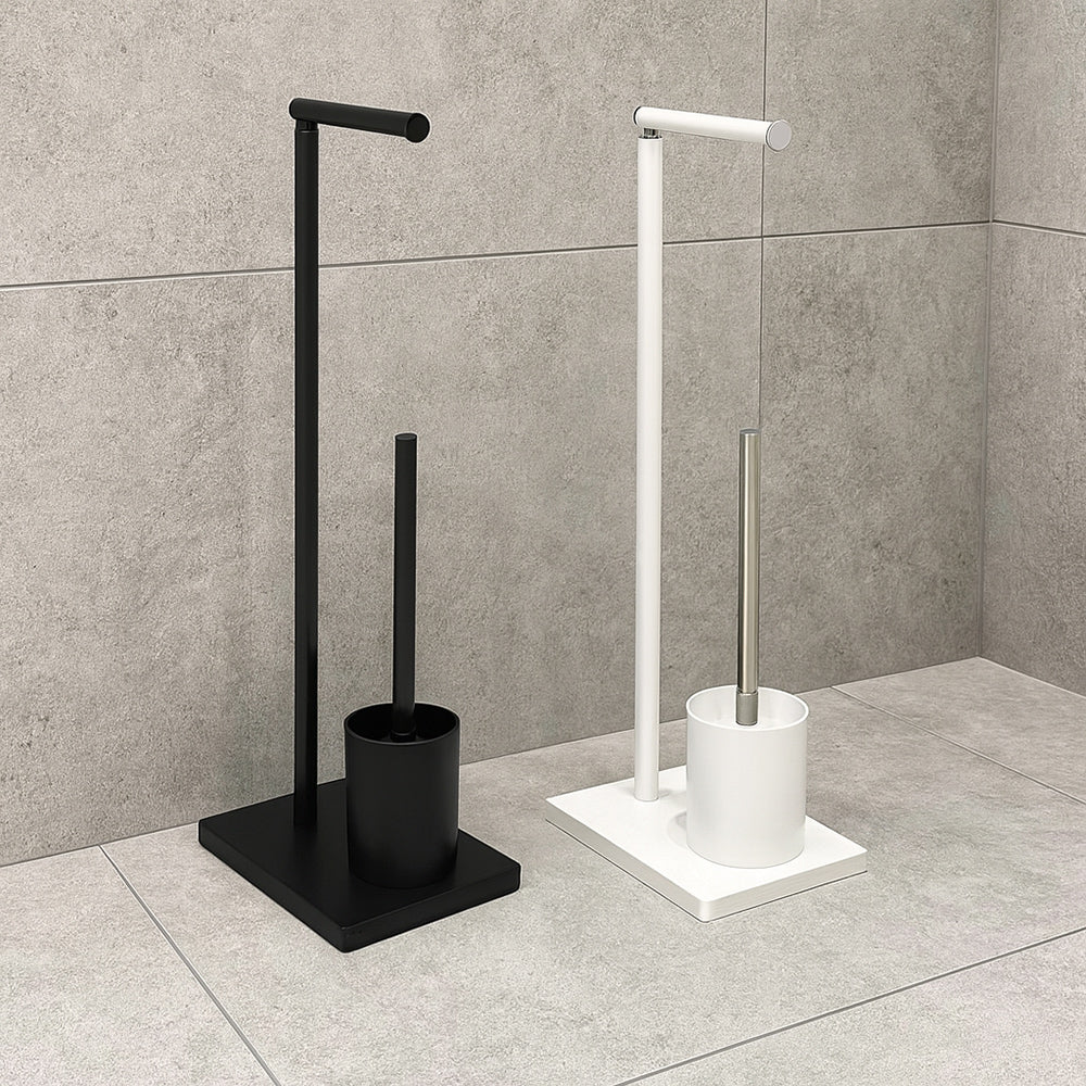 Piantana porta rotolo e scopino moderno per bagno salvaspazio da terra - ambraled