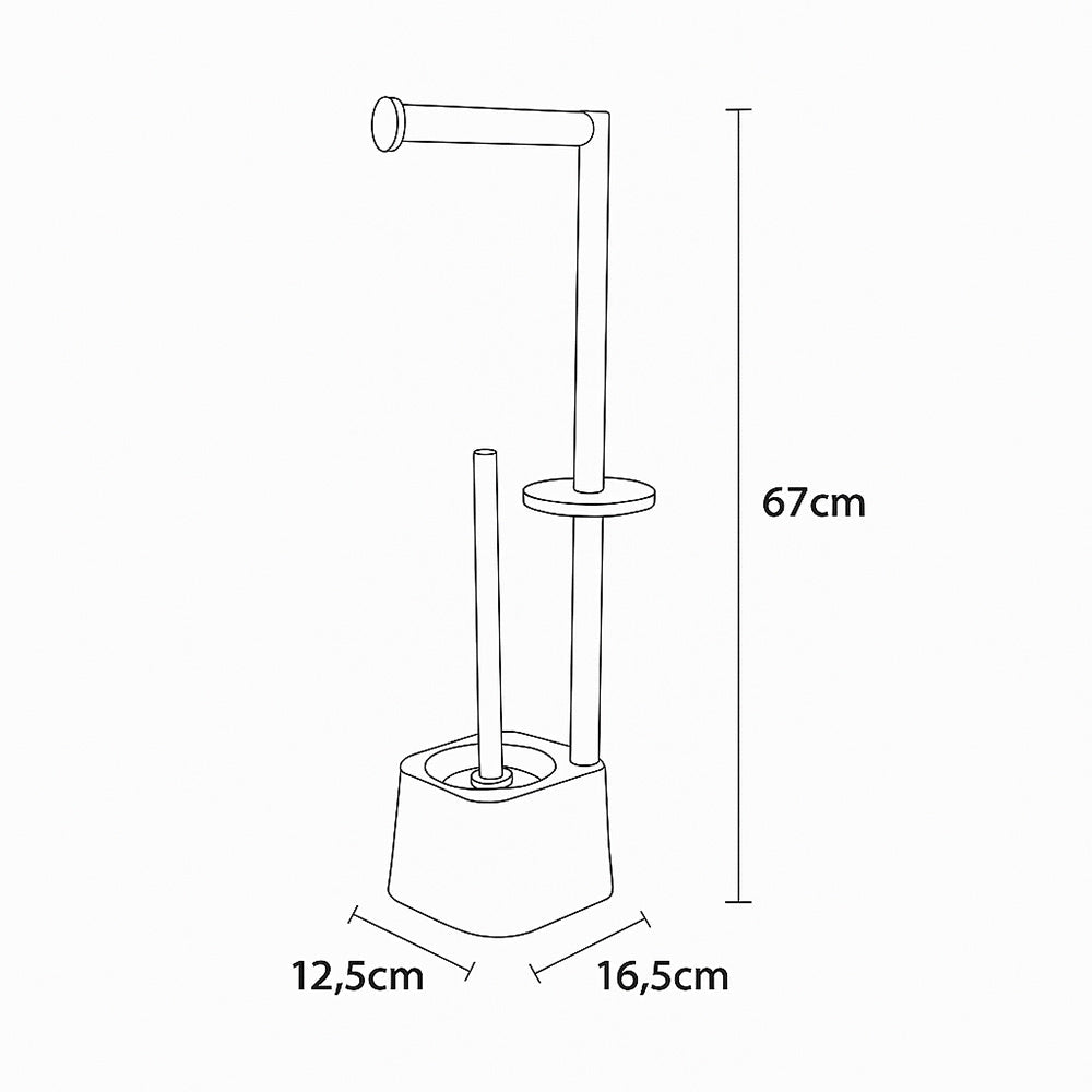 Piantana porta rotolo e scopino minimal per bagno salvaspazio da terra - ambraled