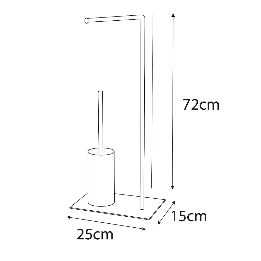 Piantana porta rotolo e scopino per bagno da terra metallo lucido - ambraled