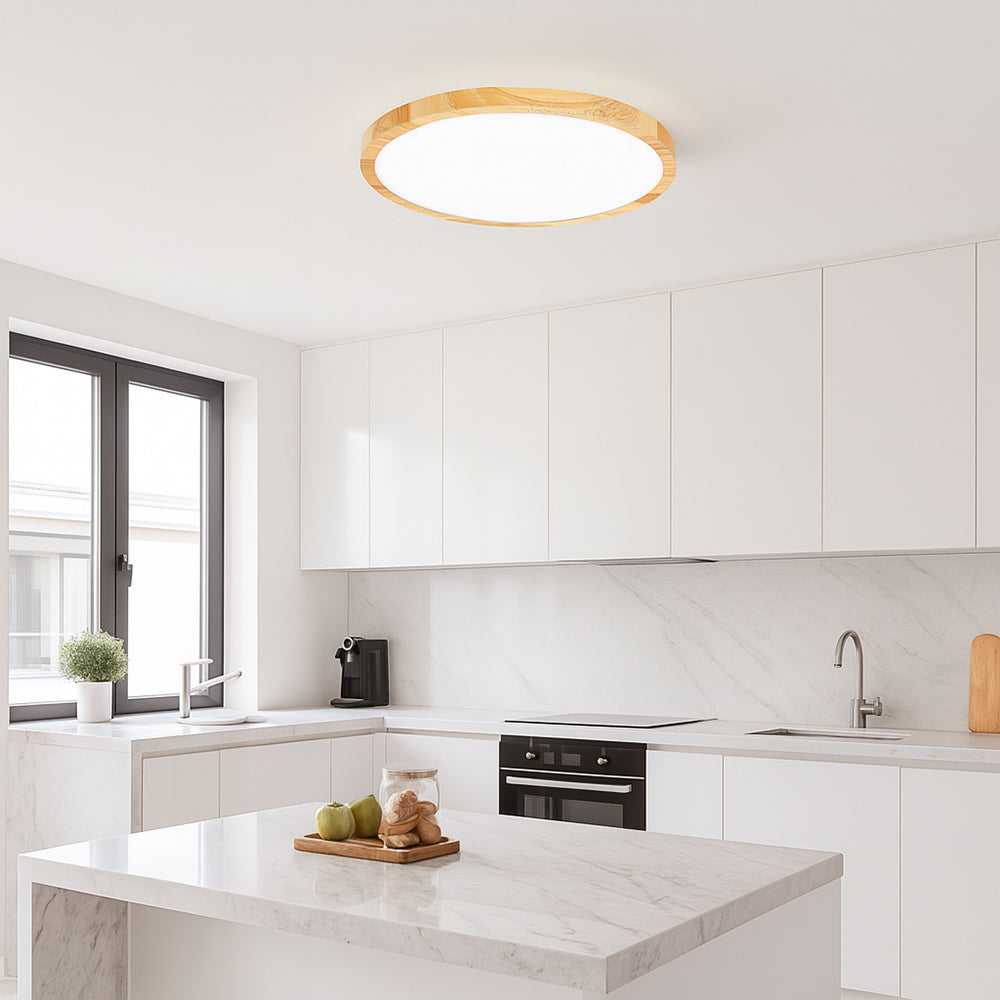 Plafoniera led ultra slim 18 24 36 45 watt tecnologia CCT colore legno - ambraled