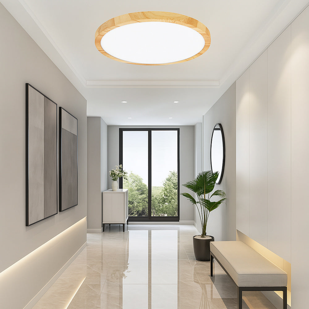 Plafoniera led ultra slim 18 24 36 45 watt tecnologia CCT colore legno - ambraled