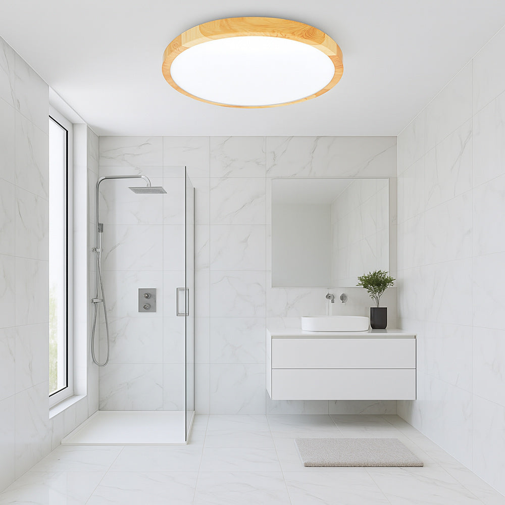Plafoniera led ultra slim 18 24 36 45 watt tecnologia CCT colore legno - ambraled