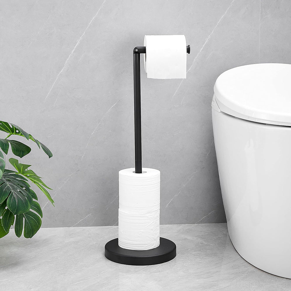 Piantana porta rotolo da terra con vano scorta per bagno da terra - ambraled