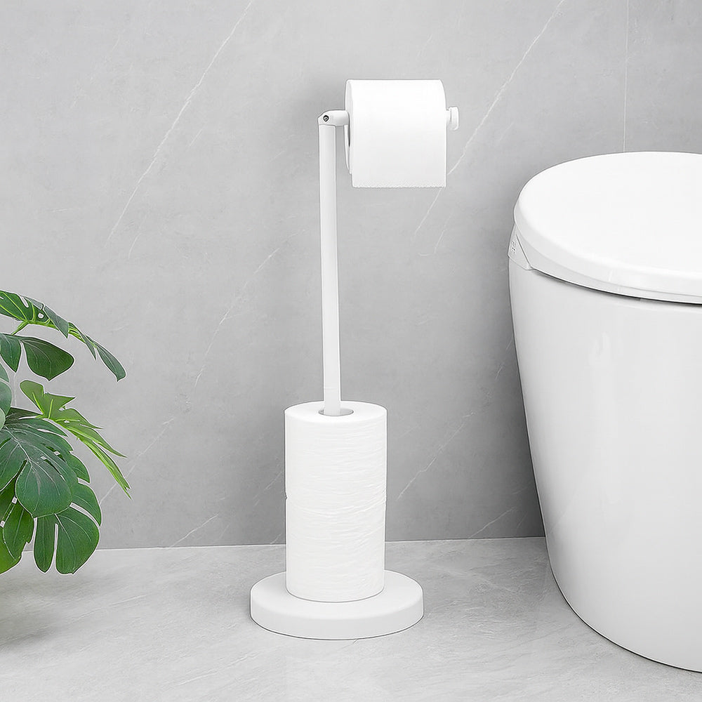 Piantana porta rotolo da terra con vano scorta per bagno da terra - ambraled