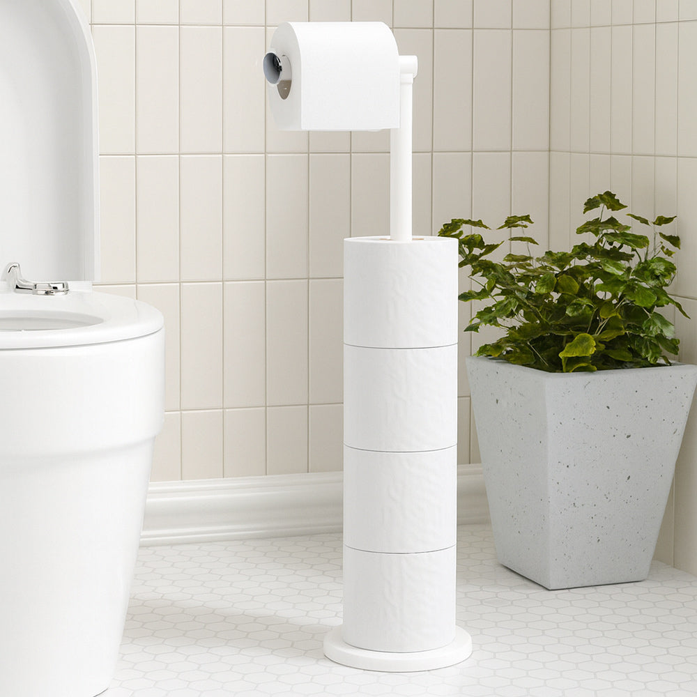 Piantana porta rotolo da terra con vano scorta per bagno da terra - ambraled