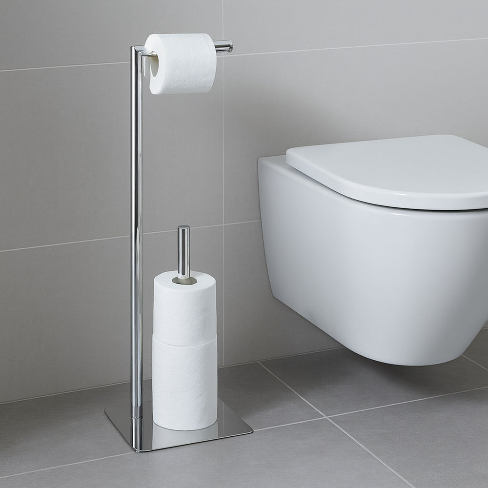 Piantana porta rotolo da terra porta asciugamani in metallo da bagno - ambraled