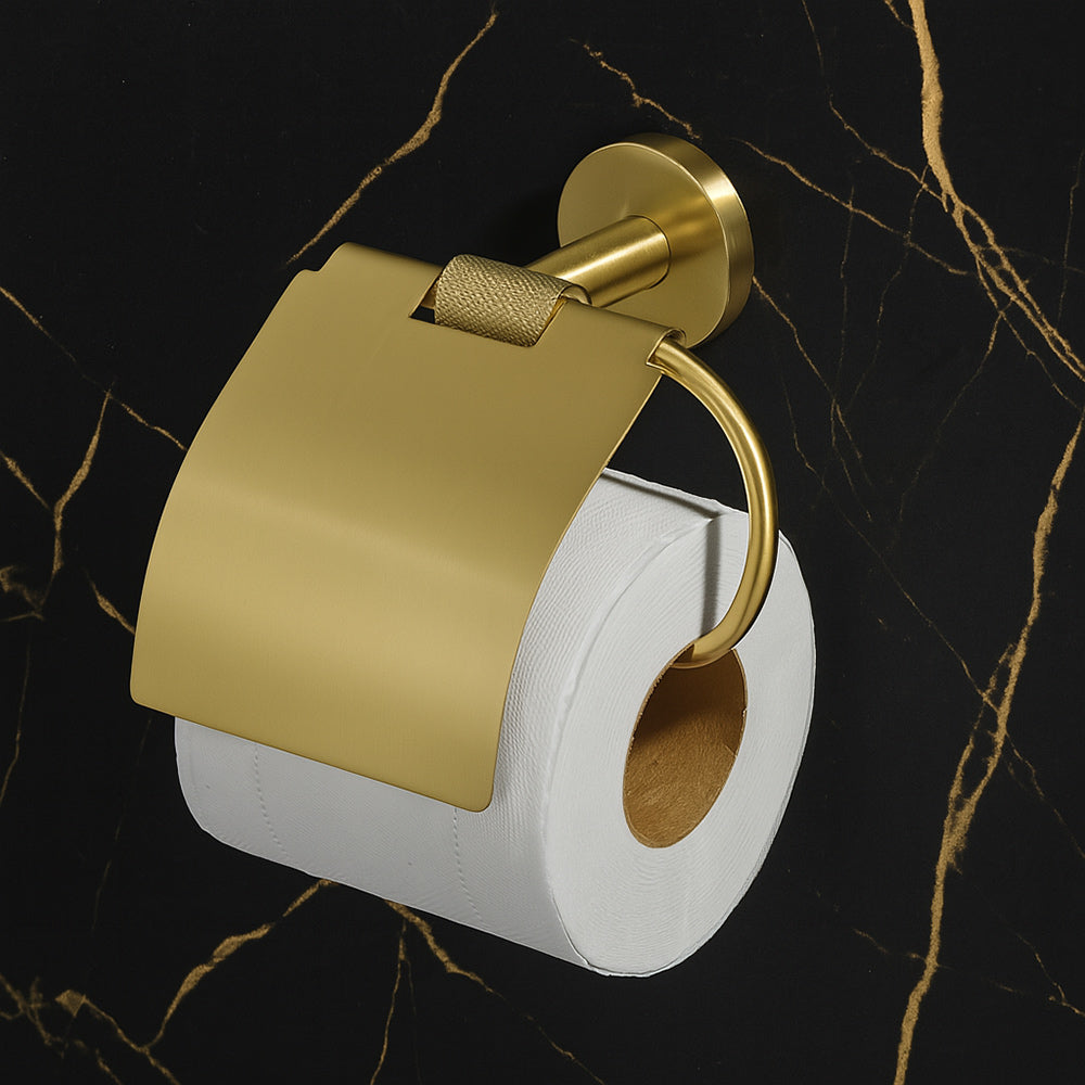 Porta rotolo per carta igienica acciaio oro modello Stella