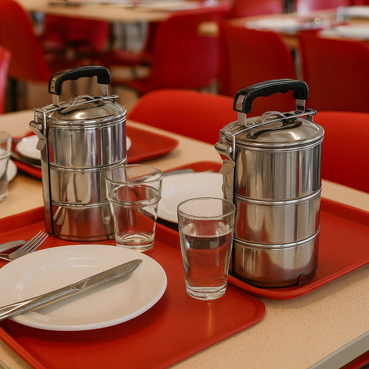 Portavivande a piramide a 2 e 3 livelli per pranzo ciotole in acciaio