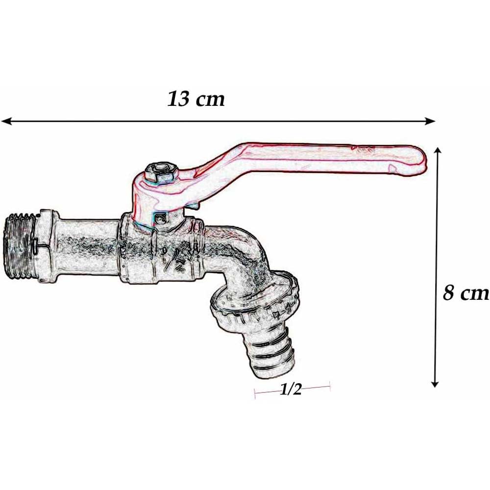 Rubinetto da giardino da esterno per irrigazione valvola a sfera ½' - ambraled