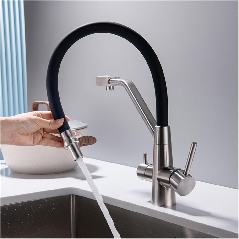 Rubinetto cucina in silicone 3 vie x depuratore 2 leve Sistema Osmosi