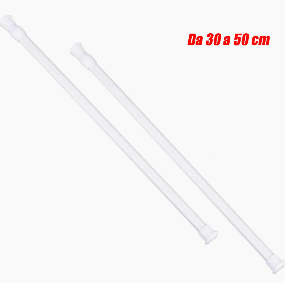 Bastone tenda finestra 2 pz – allungabile con ganci varie misure - ambraled