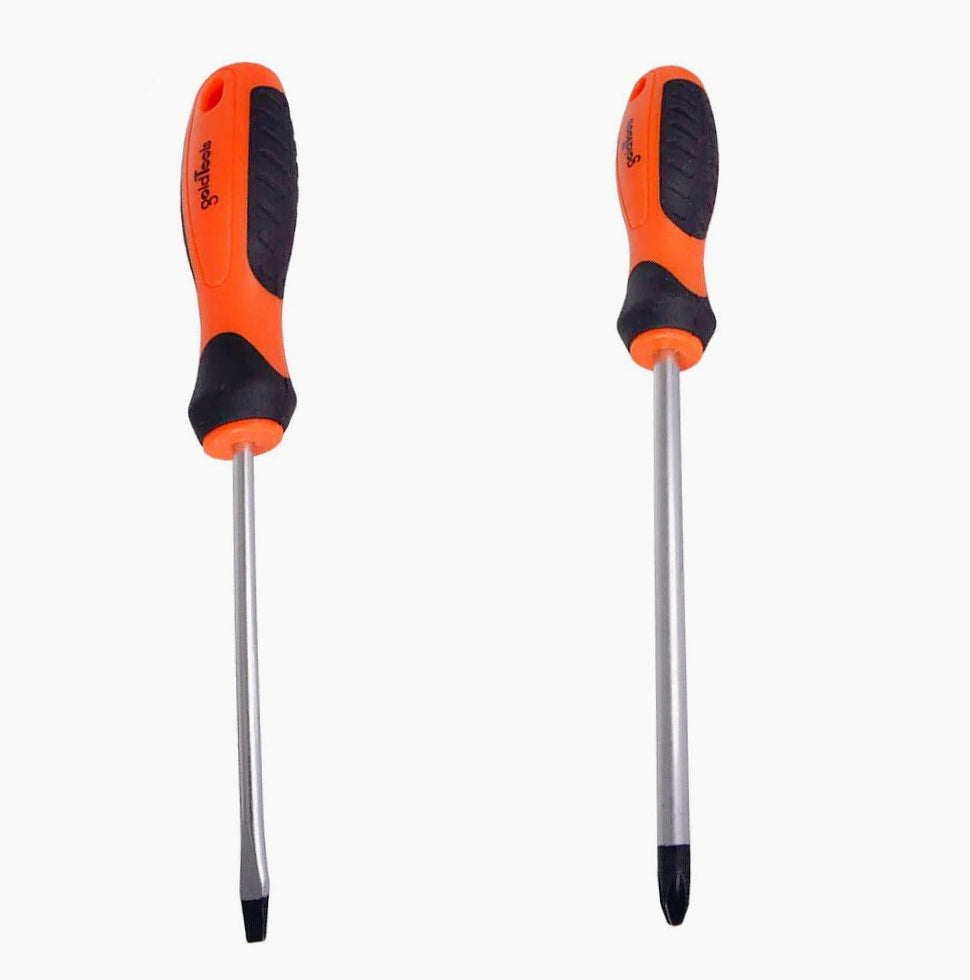 Set 2 cacciaviti da 25 cm per elettricista, testa a stella e a taglio, con punta magnetica - ambraled