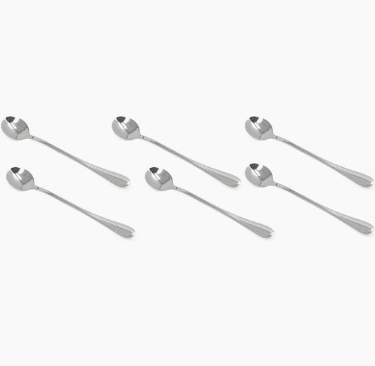 Set 6 cucchiaini da cocktail in acciaio inox, manico lungo, posate da bar - ambraled