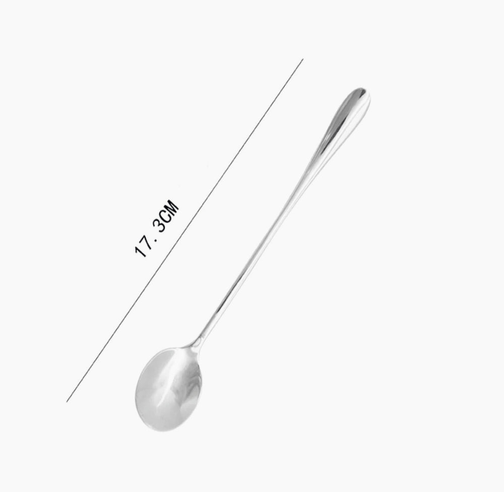 Set 6 cucchiaini da cocktail in acciaio inox, manico lungo, posate da bar - ambraled