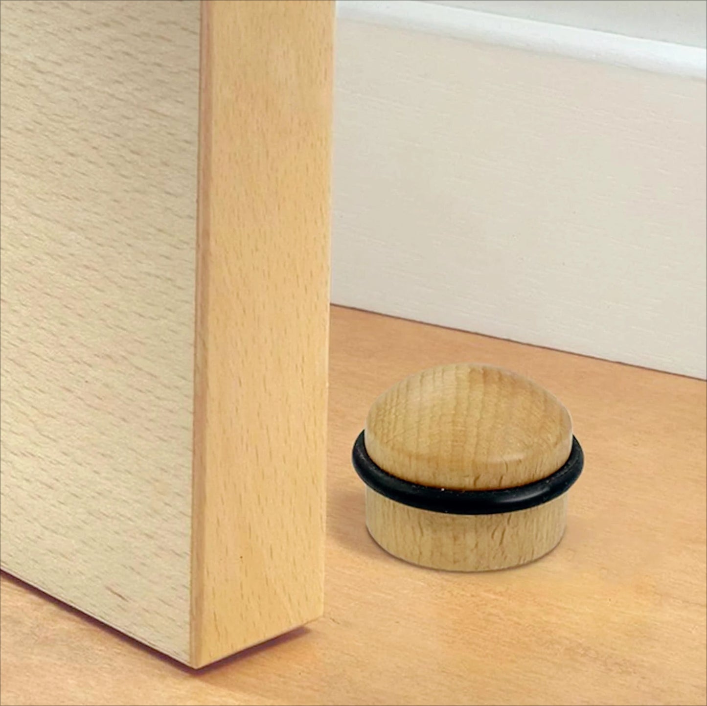 Ferma porta pavimento – cilindrica in legno con gomma - ambraled