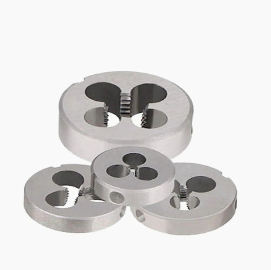 Set 4 filiere tonde per filettature metriche M4-M8, acciaio - ambraled