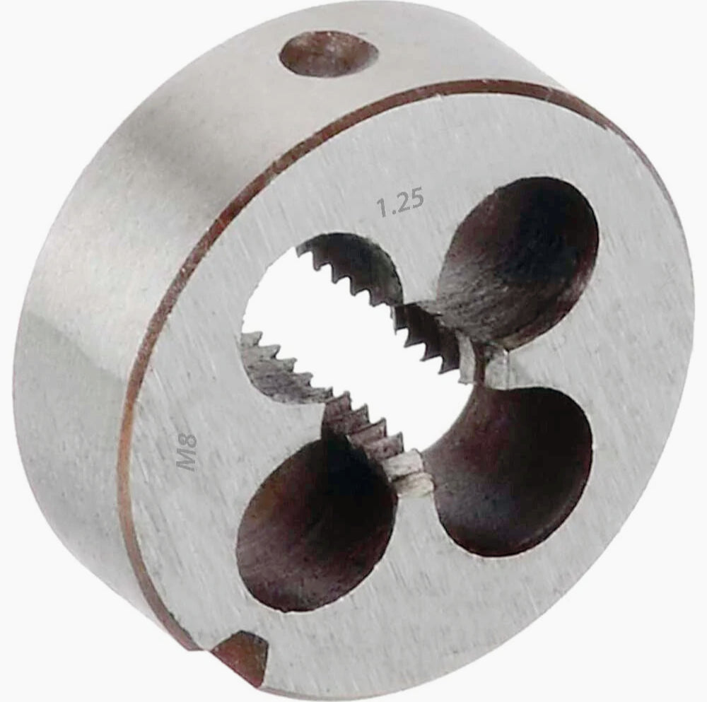 Set 4 filiere tonde per filettature metriche M4-M8, acciaio - ambraled