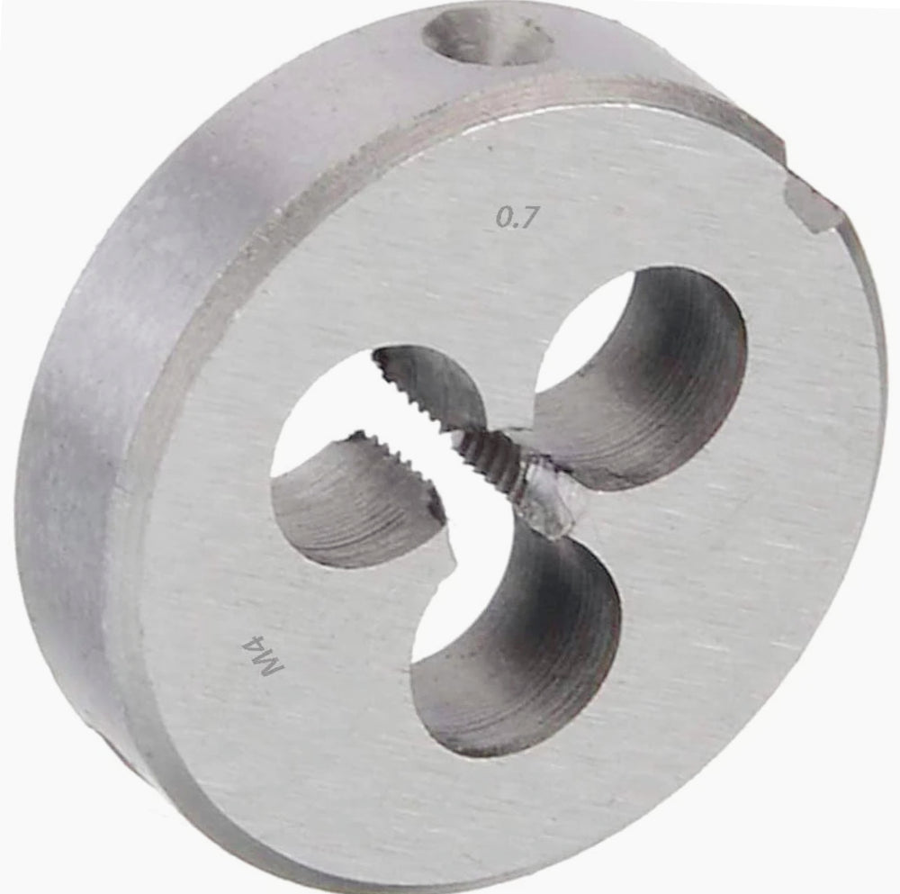 Set 4 filiere tonde per filettature metriche M4-M8, acciaio - ambraled