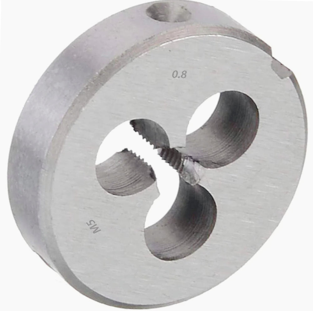 Set 4 filiere tonde per filettature metriche M4-M8, acciaio - ambraled