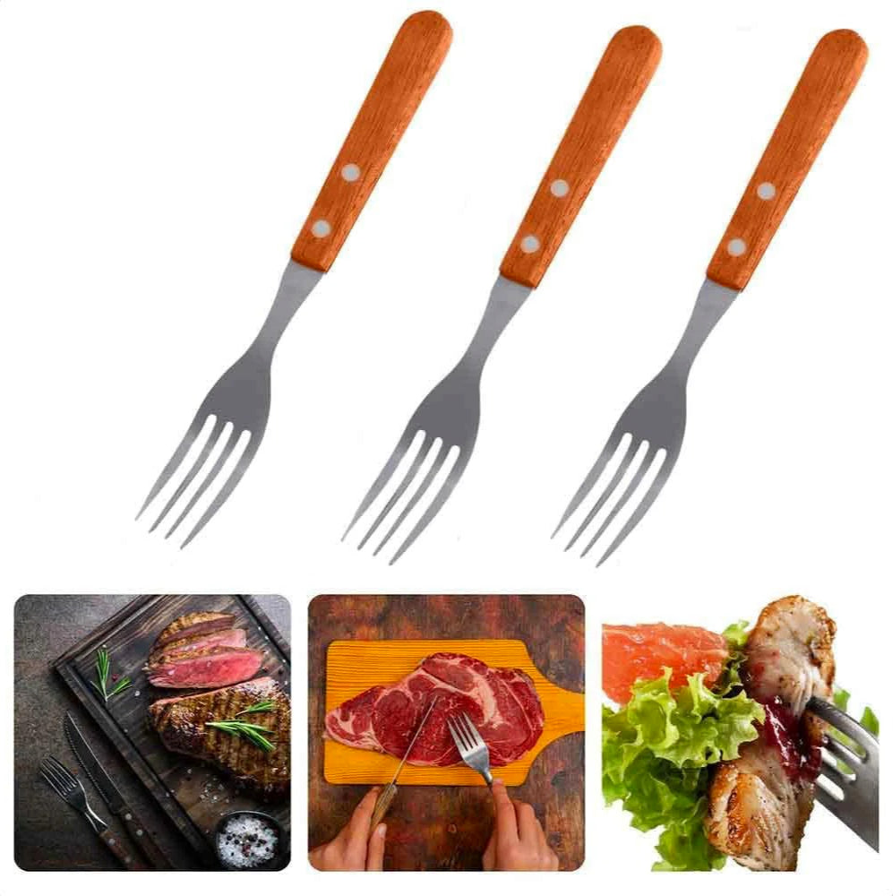 Forchette da cucina 3 pezzi – manico in legno - ambraled