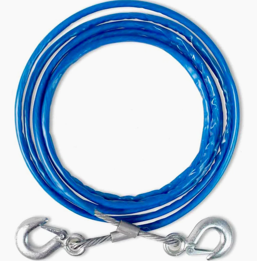 Fune traino acciaio 10mm x 4m – con 2 ganci e moschettoni - ambraled