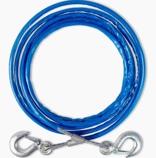 Fune traino acciaio 10mm x 4m – con 2 ganci e moschettoni - ambraled
