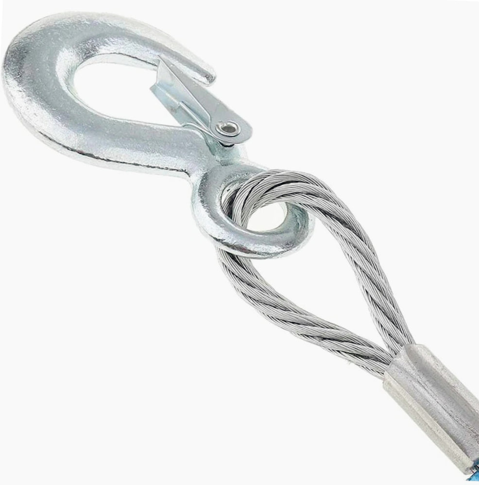 Fune traino acciaio 10mm x 4m – con 2 ganci e moschettoni - ambraled